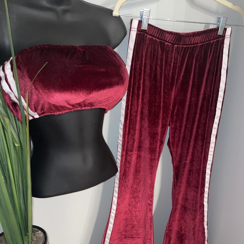 Velvet Two Piece Wide Leg Set